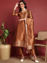 Polyester Ethnic motifs Brown Indian Ethnic